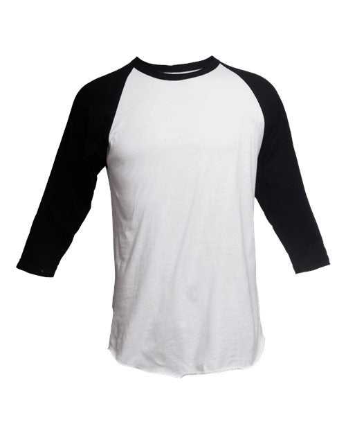 Tultex 245 Unisex Fine Jersey Raglan T-Shirt - White Black - HIT a Double