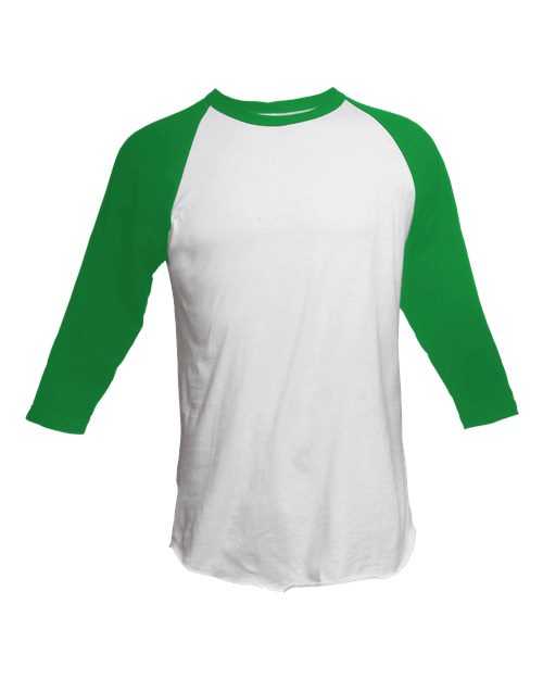 Tultex 245 Unisex Fine Jersey Raglan T-Shirt - White Kelly - HIT a Double