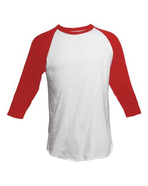 Tultex 245 Unisex Fine Jersey Raglan T-Shirt - White Red - HIT a Double
