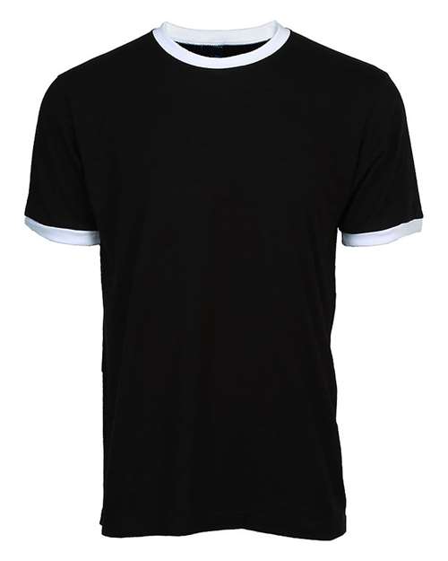 Tultex 246 Unisex Fine Jersey Ringer T-Shirt - Black White - HIT a Double