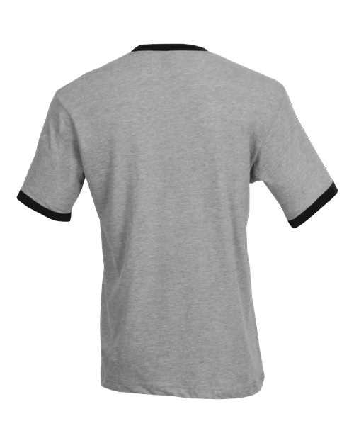 Tultex 246 Unisex Fine Jersey Ringer T-Shirt - Heather Grey Black - HIT a Double