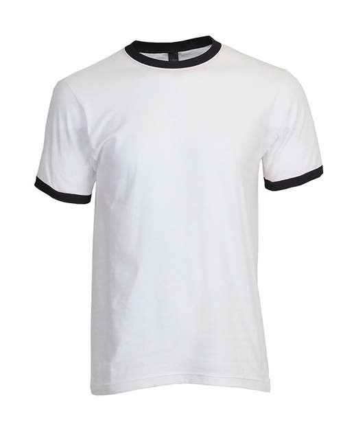 Tultex 246 Unisex Fine Jersey Ringer T-Shirt - White Black - HIT a Double
