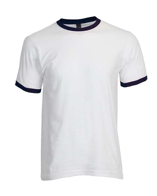 Tultex 246 Unisex Fine Jersey Ringer T-Shirt - White Navy - HIT a Double