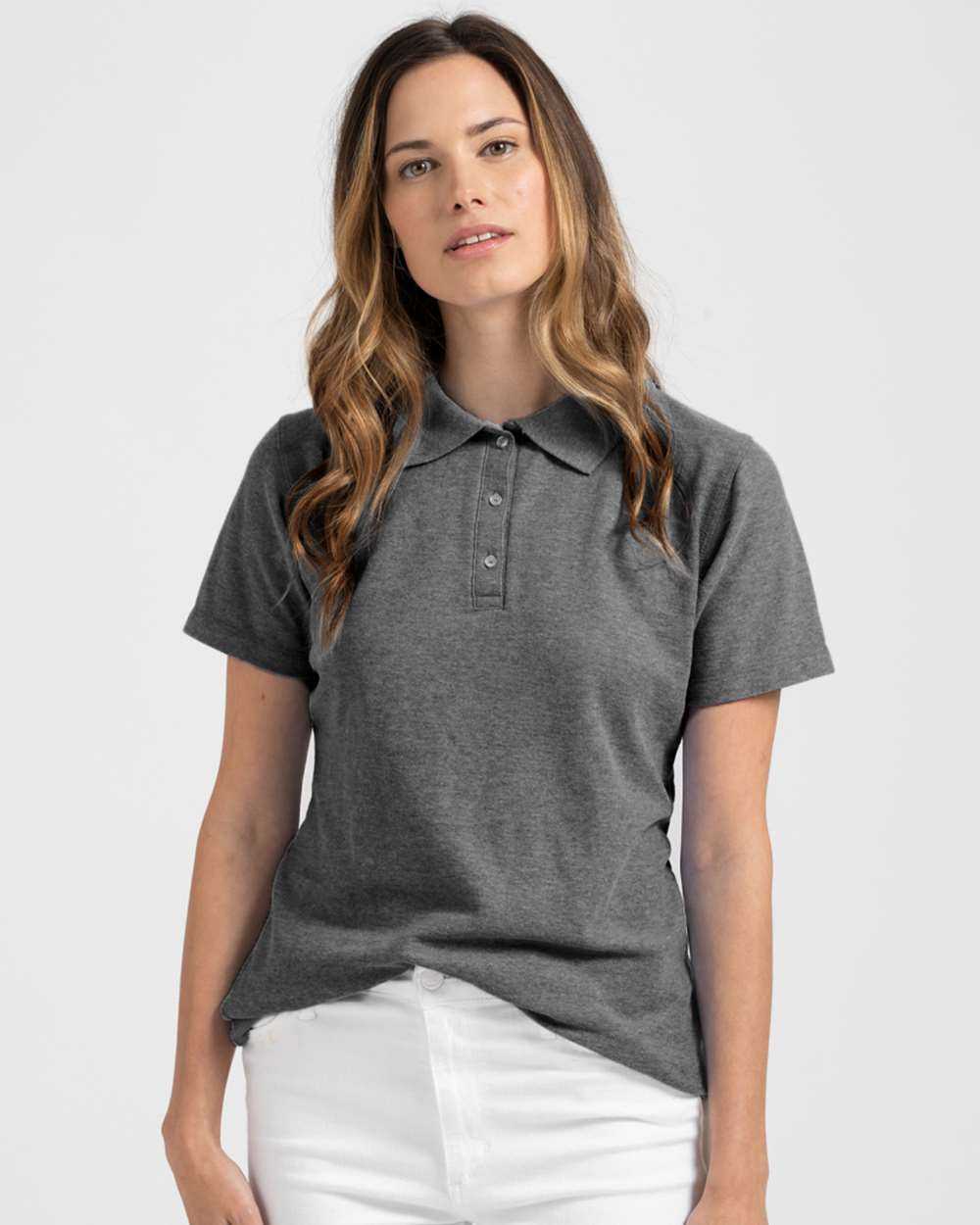 Tultex 401 Women&#39;s 50 50 Sport Polo - Heather Charcoal - HIT a Double