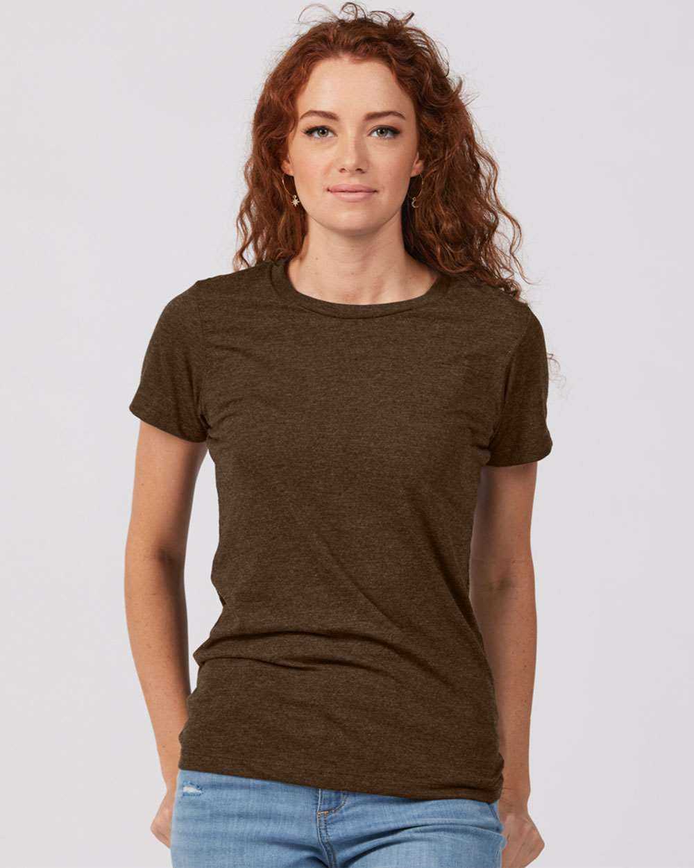 Tultex 542 Women&#39;s Premium Cotton Blend T-Shirt - Brown Heather - HIT a Double