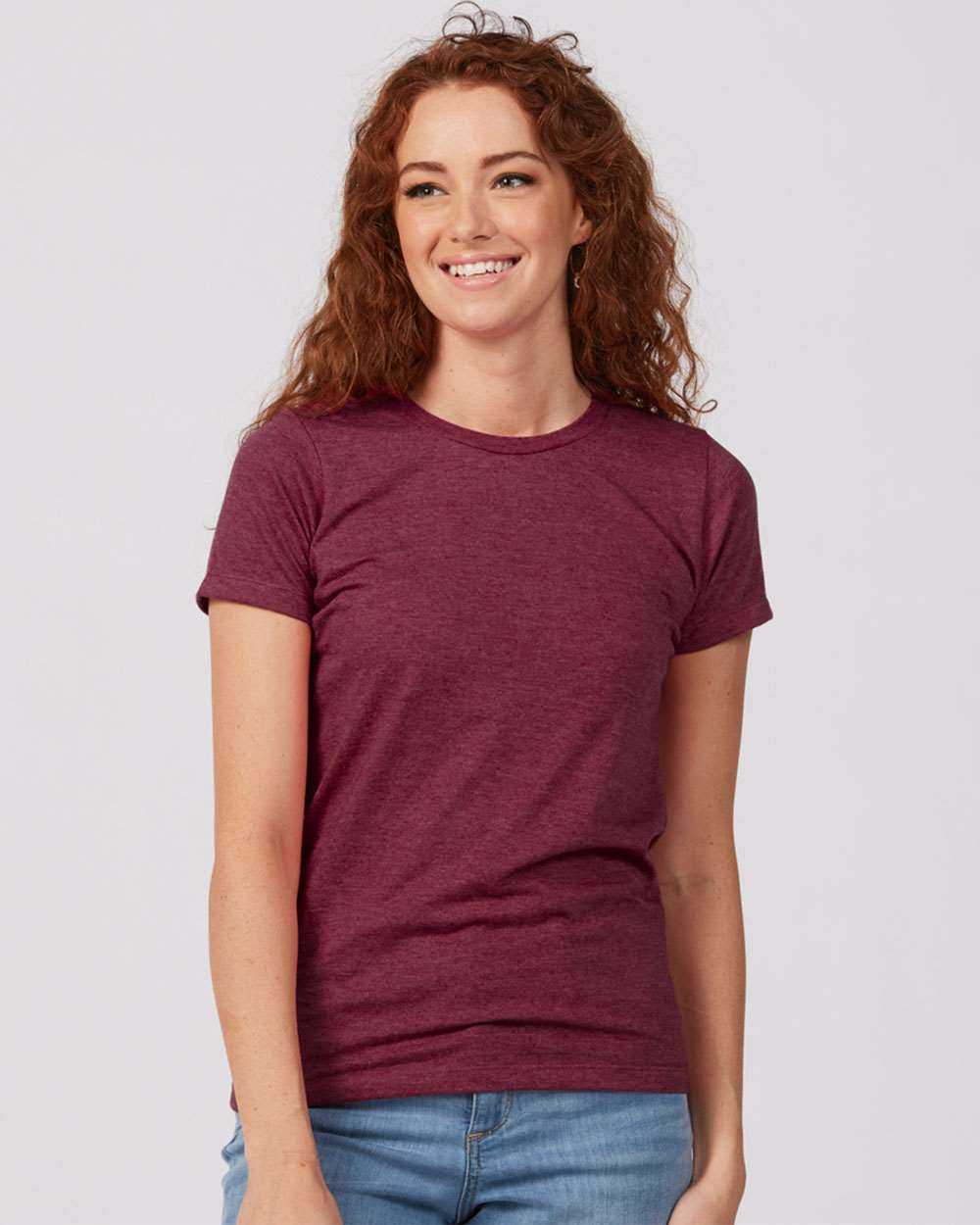 Tultex 542 Women's Premium Cotton Blend T-Shirt - Burgundy Heather - HIT a Double