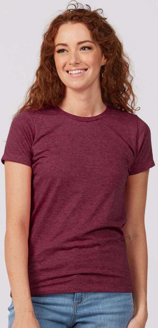 Tultex 542 Women s Premium Cotton Blend T Shirt Burgundy Heather