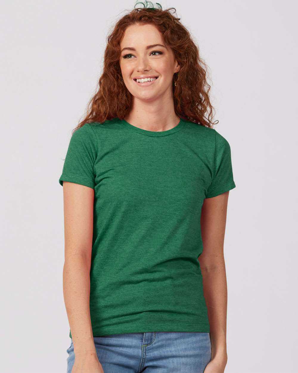 Tultex 542 Women&#39;s Premium Cotton Blend T-Shirt - Kelly Heather - HIT a Double