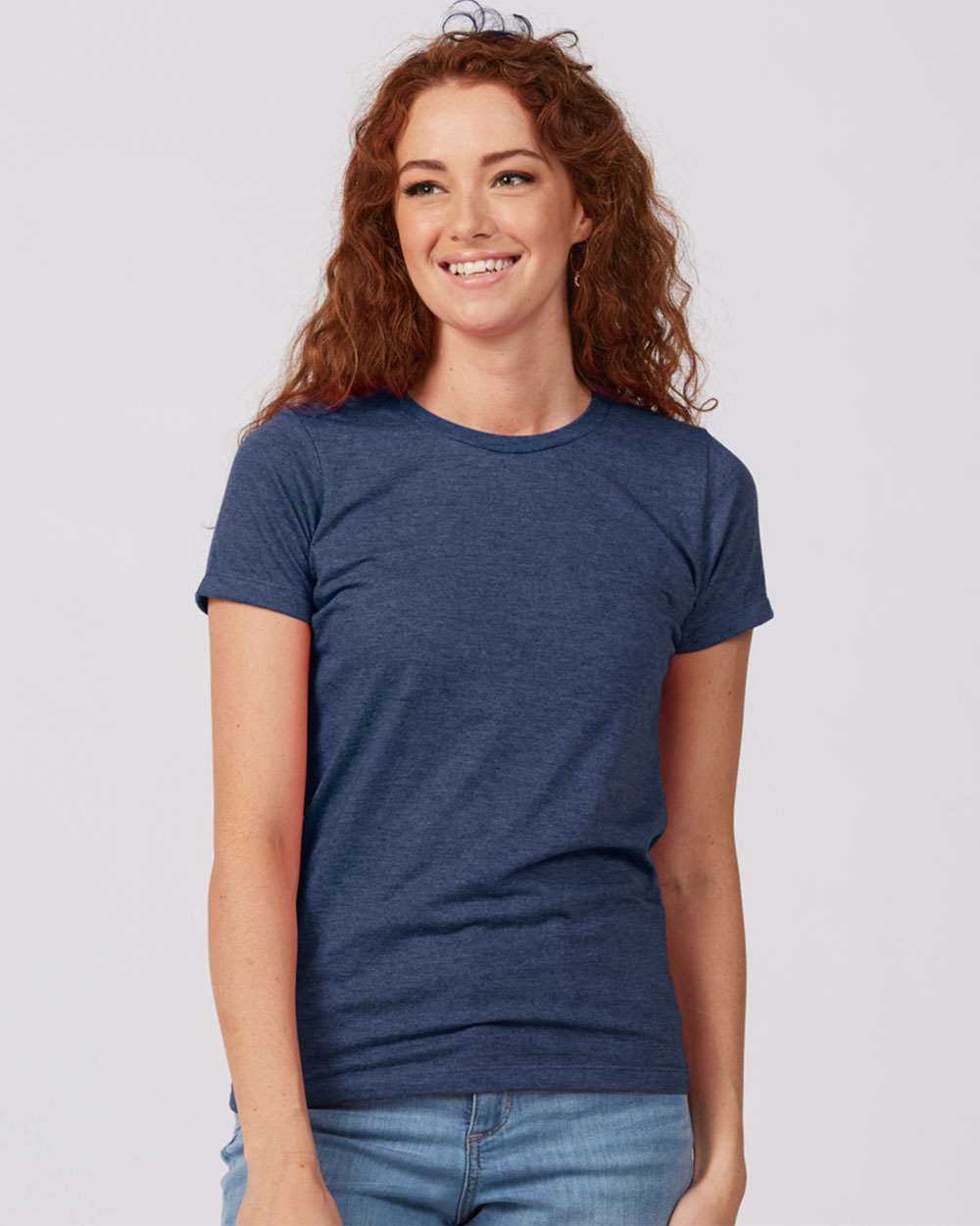 Tultex 542 Women's Premium Cotton Blend T-Shirt - Navy Heather - HIT a Double
