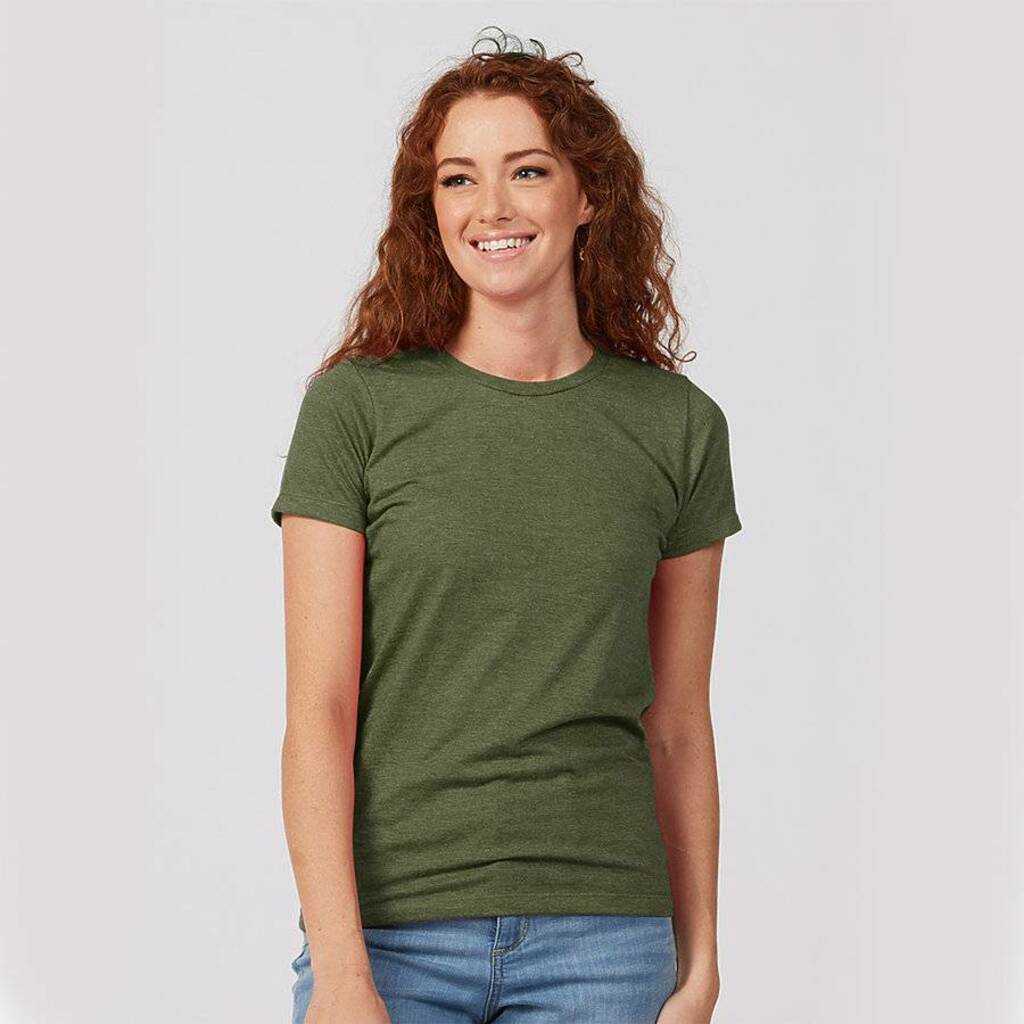 Tultex 542 Women&#39;s Premium Cotton Blend T-Shirt - Olive Heather - HIT a Double