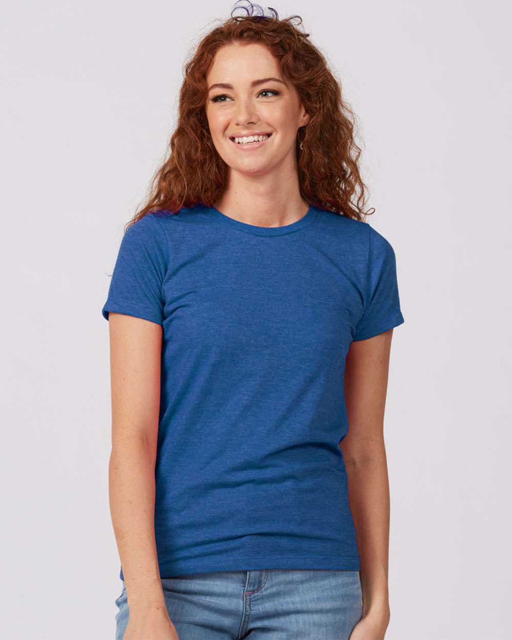 Tultex 542 Women&#39;s Premium Cotton Blend T-Shirt - Royal Heather - HIT a Double