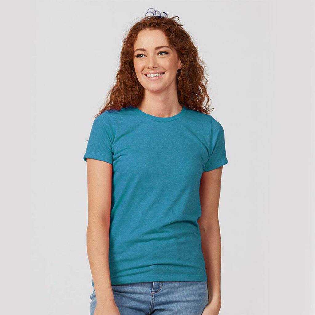 Tultex 542 Women&#39;s Premium Cotton Blend T-Shirt - Turquoise Heather - HIT a Double