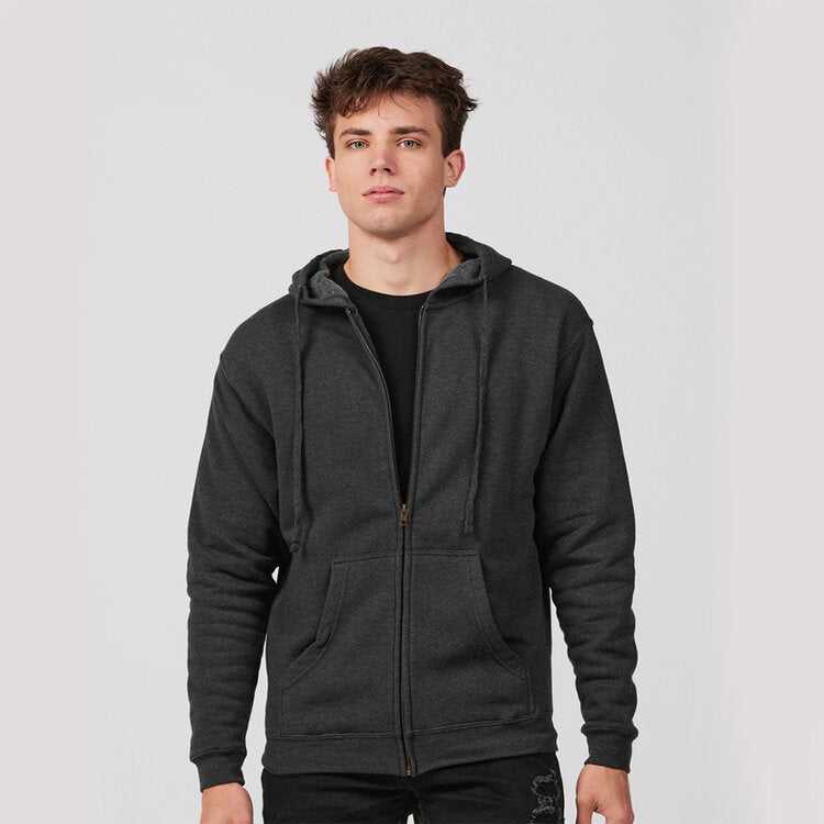 Tultex 581 Unisex Premium Fleece Full-Zip Hooded Sweatshirt - Black Heather - HIT a Double