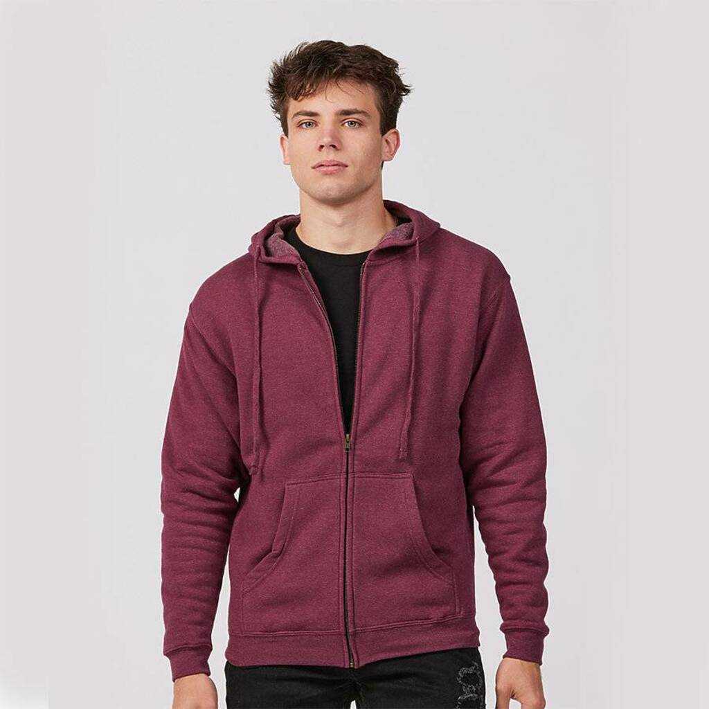 Tultex 581 Unisex Premium Fleece Full-Zip Hooded Sweatshirt - Burgundy Heather - HIT a Double
