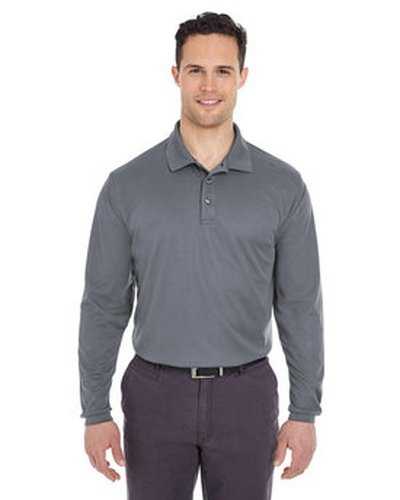 Ultraclub 8210LS Adult Cool &amp; Dry Long-Sleeve MeshPique Polo - Charcoal - HIT a Double