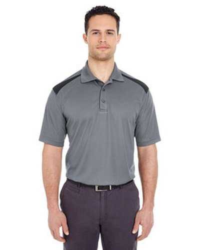 Ultraclub 8215 Adult Cool &amp; Dry Two-Tone Mesh Pique Polo - Charcoal Black - HIT a Double