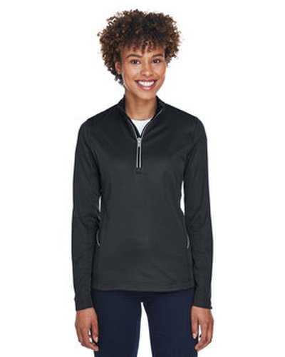 Ultraclub 8230L Ladies&#39; Cool &amp; Dry Sport Quarter-Zip Pullover - Black - HIT a Double