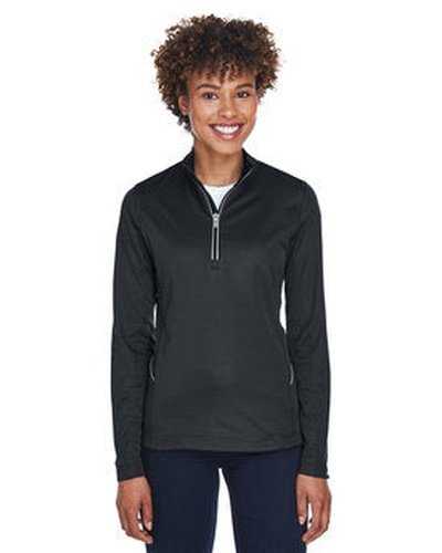 Ultraclub 8230L Ladies' Cool & Dry Sport Quarter-Zip Pullover - Black - HIT a Double