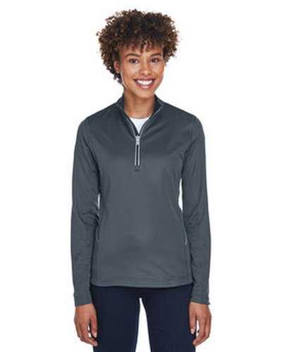 Ultraclub 8230L Ladies&#39; Cool &amp; Dry Sport Quarter-Zip Pullover - Charcoal - HIT a Double