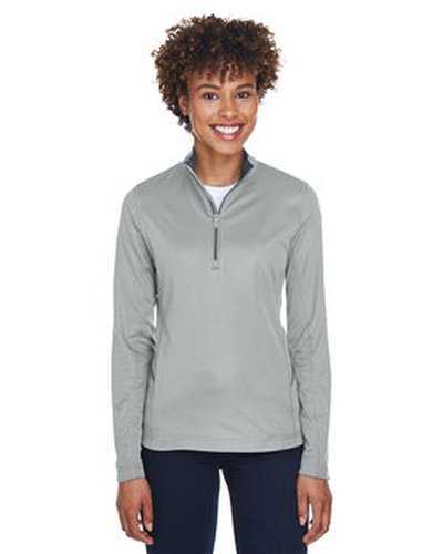 Ultraclub 8230L Ladies&#39; Cool &amp; Dry Sport Quarter-Zip Pullover - Gray - HIT a Double