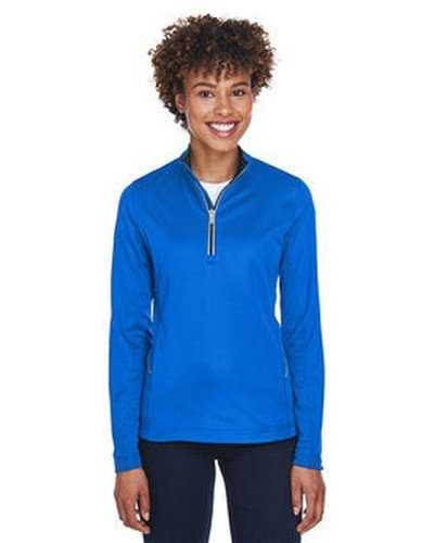 Ultraclub 8230L Ladies&#39; Cool &amp; Dry Sport Quarter-Zip Pullover - Kyanos Blue - HIT a Double
