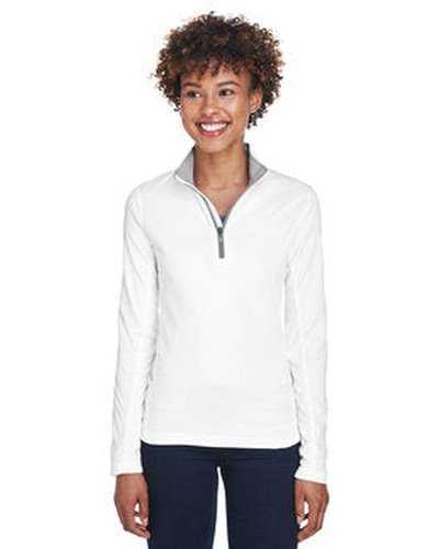 Ultraclub 8230L Ladies' Cool & Dry Sport Quarter-Zip Pullover - White - HIT a Double