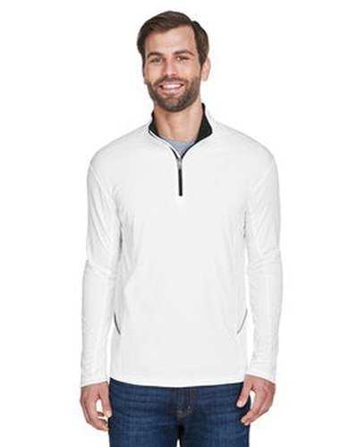 Ultraclub 8230 Men&#39;s Cool &amp; Dry Sport Quarter-Zip Pullover - White - HIT a Double