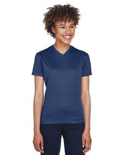 Ultraclub 8400L Ladies&#39; Cool &amp; Dry Sport V-Neck T-Shirt - Navy - HIT a Double