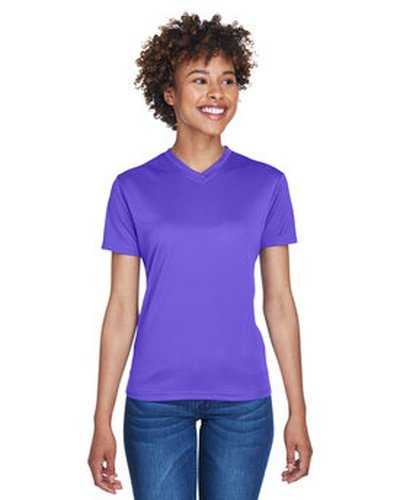 Ultraclub 8400L Ladies&#39; Cool &amp; Dry Sport V-Neck T-Shirt - Purple - HIT a Double