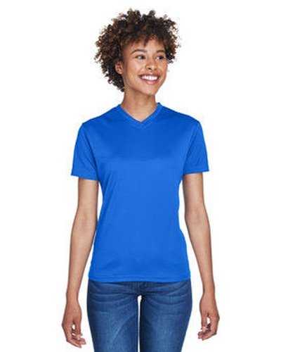 Ultraclub 8400L Ladies&#39; Cool &amp; Dry Sport V-Neck T-Shirt - Royal - HIT a Double