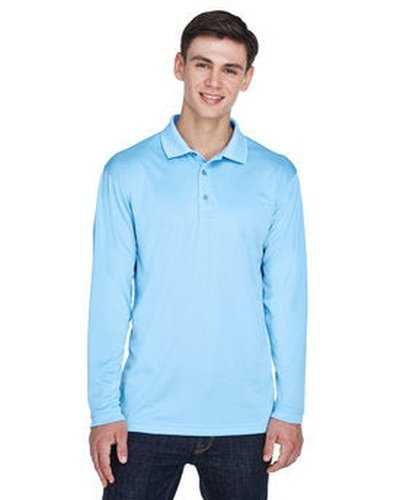 Ultraclub 8405LS Adult Cool & Dry Sport Long-Sleeve Polo - Columbia Blue - HIT a Double
