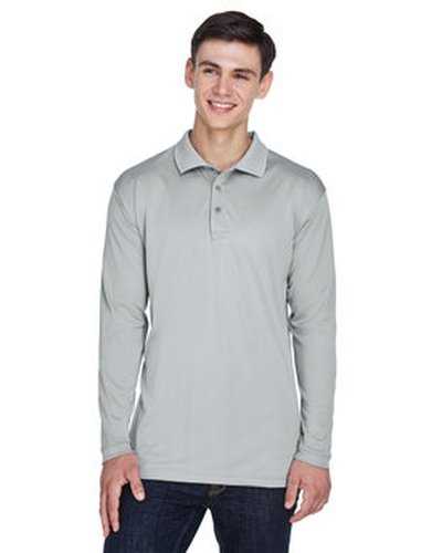 Ultraclub 8405LS Adult Cool &amp; Dry Sport Long-Sleeve Polo - Gray - HIT a Double