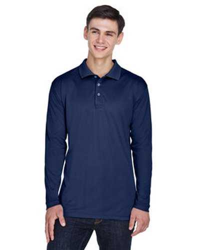 Ultraclub 8405LS Adult Cool &amp; Dry Sport Long-Sleeve Polo - Navy - HIT a Double