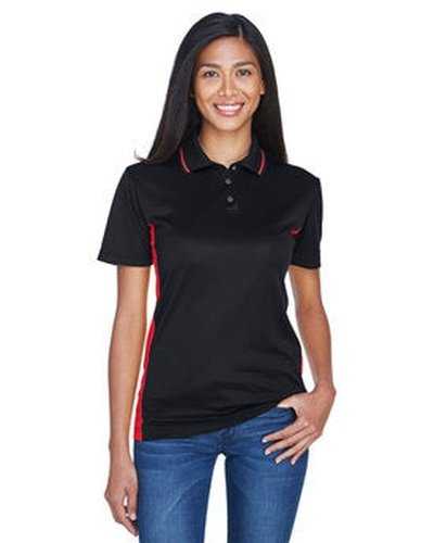 Ultraclub 8406L Ladies&#39; Cool &amp; Dry Sport Two-Tone Polo - Black Red - HIT a Double