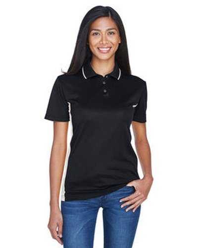 Ultraclub 8406L Ladies&#39; Cool &amp; Dry Sport Two-Tone Polo - Black Stone - HIT a Double