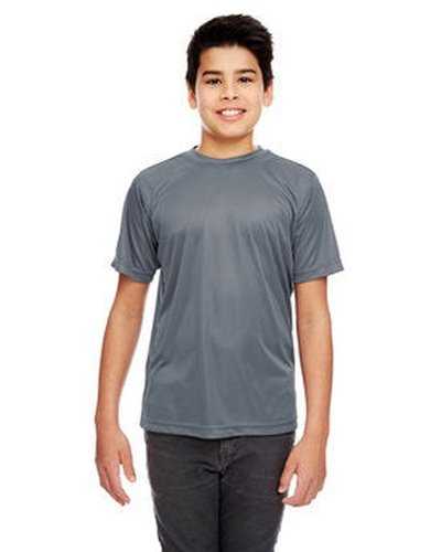 Ultraclub 8420Y Youth Cool & Dry Sport Performance InterlockT-Shirt - Charcoal - HIT a Double