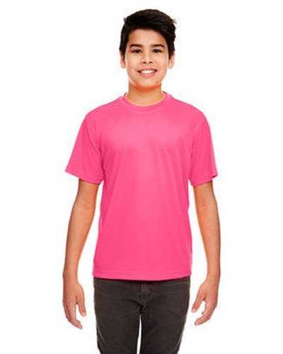 Ultraclub 8420Y Youth Cool &amp; Dry Sport Performance InterlockT-Shirt - Heliconia - HIT a Double