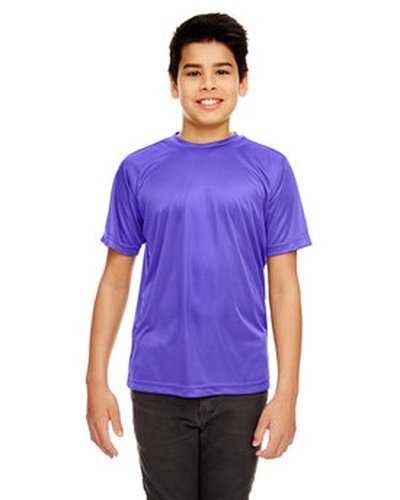 Ultraclub 8420Y Youth Cool &amp; Dry Sport Performance InterlockT-Shirt - Purple - HIT a Double