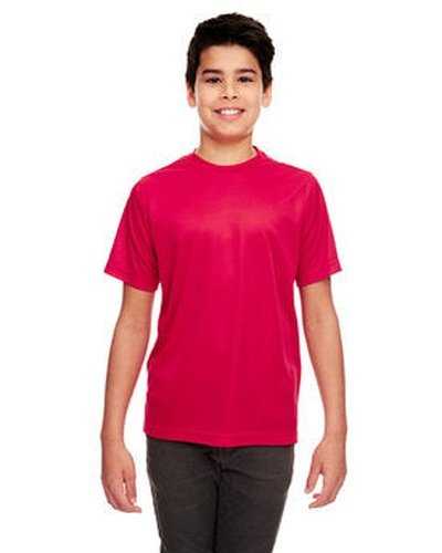 Ultraclub 8420Y Youth Cool &amp; Dry Sport Performance InterlockT-Shirt - Red - HIT a Double