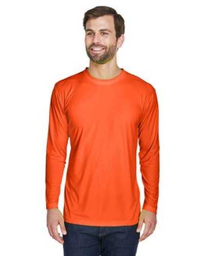 Ultraclub 8422 Adult Cool &amp; Dry Sport Long-Sleeve Performance Interlock T-Shirt - Bright Orange - HIT a Double