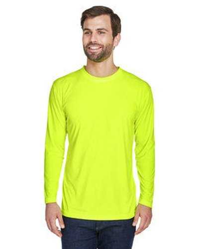 Ultraclub 8422 Adult Cool &amp; Dry Sport Long-Sleeve Performance Interlock T-Shirt - Bright Yellow - HIT a Double