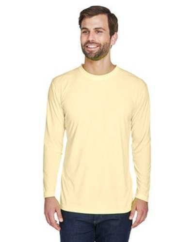 Ultraclub 8422 Adult Cool &amp; Dry Sport Long-Sleeve Performance Interlock T-Shirt - Butter - HIT a Double