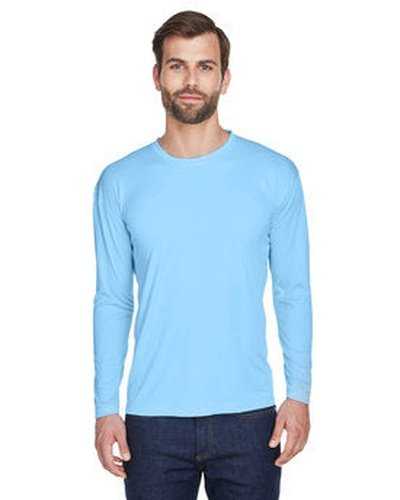 Ultraclub 8422 Adult Cool &amp; Dry Sport Long-Sleeve Performance Interlock T-Shirt - Columbia Blue - HIT a Double