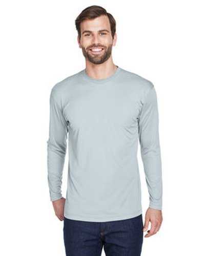 Ultraclub 8422 Adult Cool &amp; Dry Sport Long-Sleeve Performance Interlock T-Shirt - Gray - HIT a Double