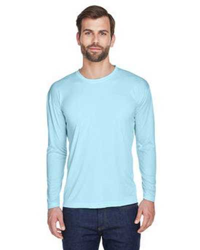 Ultraclub 8422 Adult Cool &amp; Dry Sport Long-Sleeve Performance Interlock T-Shirt - Ice Blue - HIT a Double