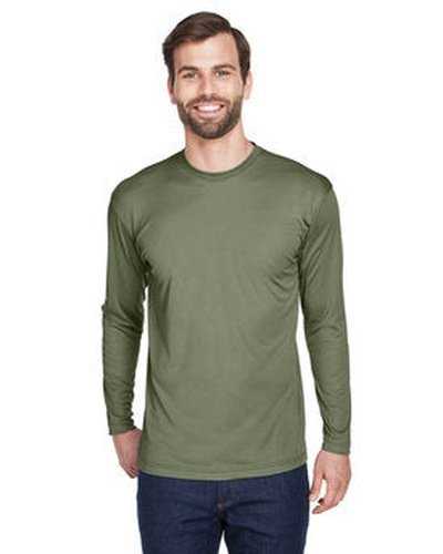 Ultraclub 8422 Adult Cool &amp; Dry Sport Long-Sleeve Performance Interlock T-Shirt - Military Green - HIT a Double