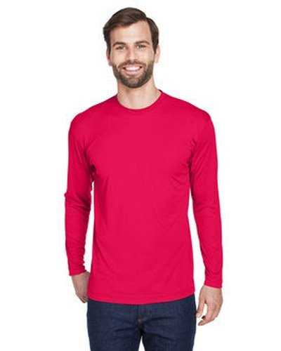 Ultraclub 8422 Adult Cool &amp; Dry Sport Long-Sleeve Performance Interlock T-Shirt - Red - HIT a Double