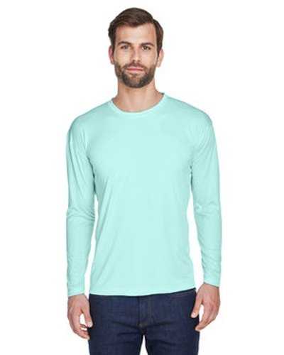 Ultraclub 8422 Adult Cool &amp; Dry Sport Long-Sleeve Performance Interlock T-Shirt - Sea Frost - HIT a Double
