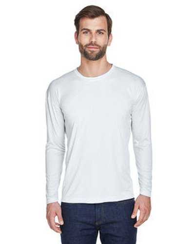 Ultraclub 8422 Adult Cool &amp; Dry Sport Long-Sleeve Performance Interlock T-Shirt - White - HIT a Double