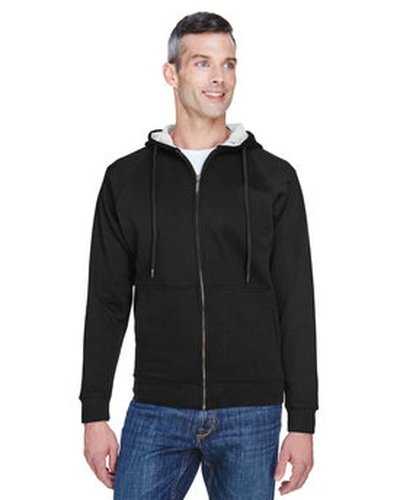 Ultraclub 8463 Adult Rugged Wear Thermal-Lined Full-Zip Fleece Hooded Sweatshirt - Black Heather Gray - HIT a Double
